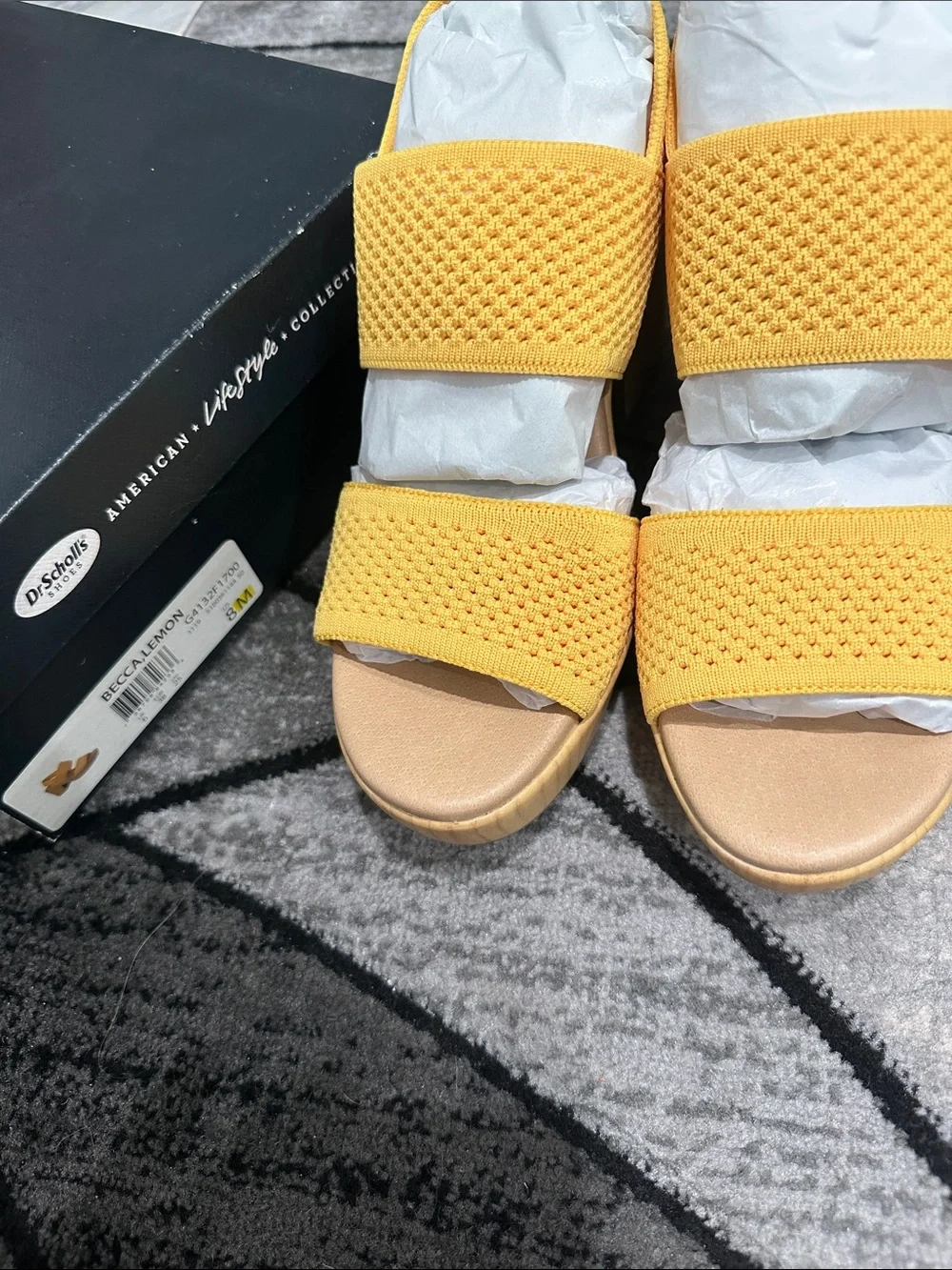 Dr. Scholl's Yellow Knit Block Heel Sandals